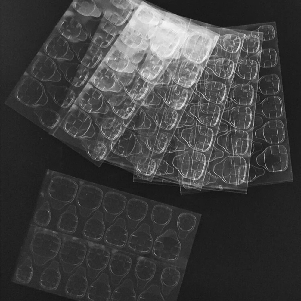 6sheets Transparent Double Side Glue Nail Sticker For Press On Nails